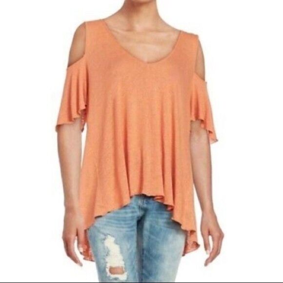 Free People Bittersweet Tan Cold Shoulder Top 20A - Picture 3 of 10